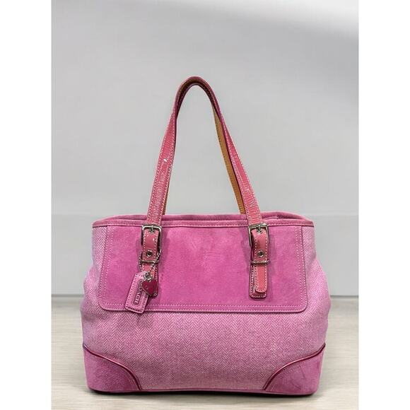 Vintage Coach 1408 Hamptons Herringbone Wool Satchel & FS5878 Wristlet - Picture 2 of 16